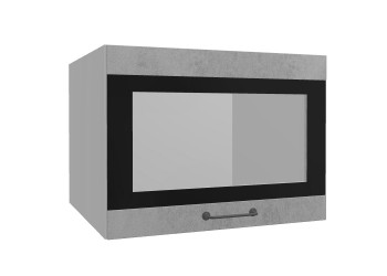 Лофт ВПГСФ 600 шкаф верхний горизонтальный со стеклом высокий с фотопечатью (Бетон светлый/корпус Серый) в Каргате - kargat.mebel54.com | фото