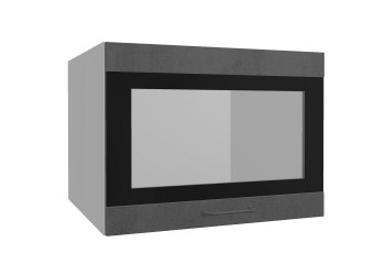 Лофт ВПГСФ 600 шкаф верхний горизонтальный со стеклом высокий с фотопечатью (Бетон темный/корпус Серый) в Каргате - kargat.mebel54.com | фото