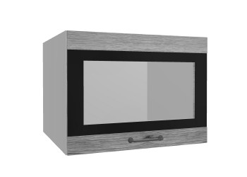 Лофт ВПГСФ 600 шкаф верхний горизонтальный со стеклом высокий с фотопечатью (Дуб майский/корпус Серый) в Каргате - kargat.mebel54.com | фото
