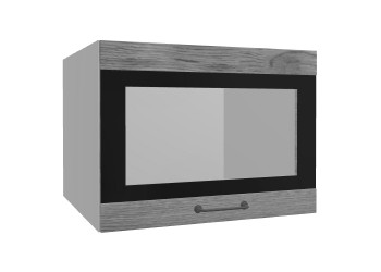 Лофт ВПГСФ 600 шкаф верхний горизонтальный со стеклом высокий с фотопечатью (Дуб цикорий/корпус Серый) в Каргате - kargat.mebel54.com | фото