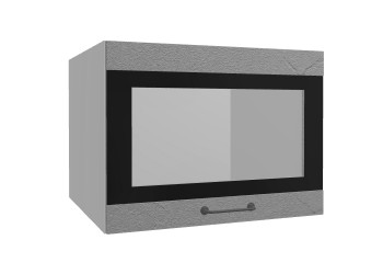 Лофт ВПГСФ 600 шкаф верхний горизонтальный со стеклом высокий с фотопечатью (Штукатурка серая/корпус Серый) в Каргате - kargat.mebel54.com | фото