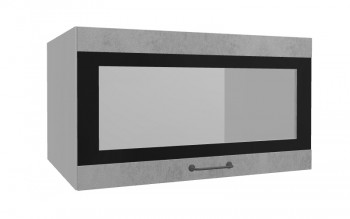 Лофт ВПГСФ 800 шкаф верхний горизонтальный со стеклом высокий с фотопечатью (Бетон светлый/корпус Серый) в Каргате - kargat.mebel54.com | фото