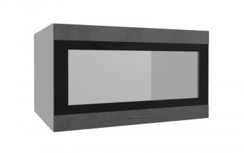 Лофт ВПГСФ 800 шкаф верхний горизонтальный со стеклом высокий с фотопечатью (Бетон темный/корпус Серый) в Каргате - kargat.mebel54.com | фото