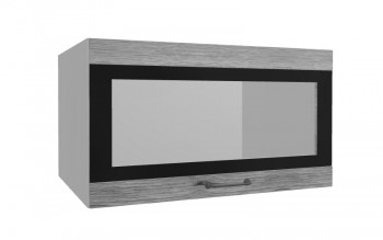 Лофт ВПГСФ 800 шкаф верхний горизонтальный со стеклом высокий с фотопечатью (Дуб майский/корпус Серый) в Каргате - kargat.mebel54.com | фото