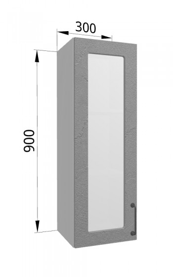 Лофт ВПС 300 шкаф верхний со стеклом высокий (Штукатурка серая/корпус Серый) в Каргате - kargat.mebel54.com | фото