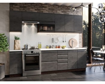 Модульная кухня Бруклин 2,8 м (Бетон черный/Венге) в Каргате - kargat.mebel54.com | фото
