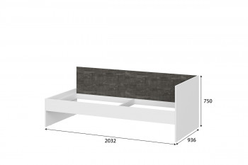 Модульная система "Анри" Кровать-диван (0,9х2,0) Белый Текстурный/Железный камень  в Каргате - kargat.mebel54.com | фото