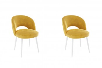 Набор стульев Моли 2 шт (жёлтый велюр/белый) в Каргате - kargat.mebel54.com | фото