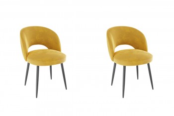 Набор стульев Моли 2 шт (жёлтый велюр/черный) в Каргате - kargat.mebel54.com | фото
