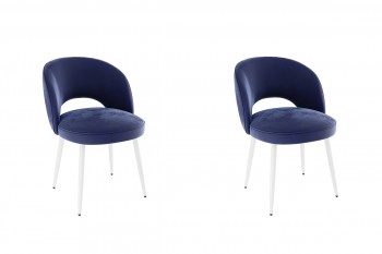 Набор стульев Моли 2 шт (синий велюр/белый) в Каргате - kargat.mebel54.com | фото