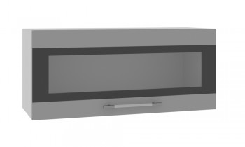 Норд ШВГС 800 Шкаф верхний горизонтальный со стеклом (Софт черный/корпус Белый) в Каргате - kargat.mebel54.com | фото