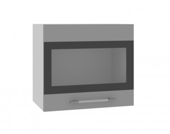 Олива ВПГСФ 500 Шкаф верхний горизонтальный со стеклом с фотопечатью высокий (Снег глянец/корпус Серый) в Каргате - kargat.mebel54.com | фото