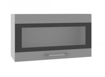 Олива ВПГСФ 800 Шкаф верхний горизонтальный со стеклом с фотопечатью высокий (Снег глянец/корпус Серый) в Каргате - kargat.mebel54.com | фото