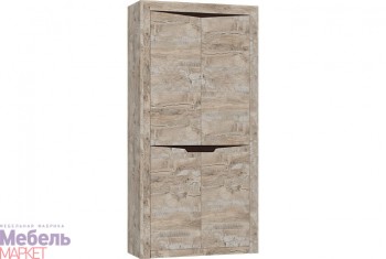 Шкаф 2-х створчатый комбинированный Хилтон (Дуб юкон/Гранж) в Каргате - kargat.mebel54.com | фото