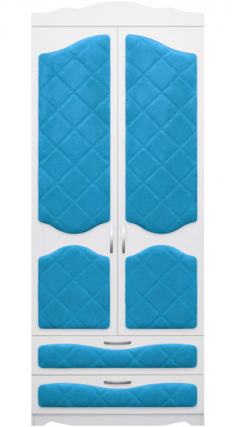 Шкаф 2-х створчатый с ящиками серии Иллюзия 84 Ярко-голубой в Каргате - kargat.mebel54.com | фото
