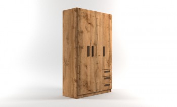 Шкаф 3-х створчатый с ящиками Шервуд (Дуб Вотан) в Каргате - kargat.mebel54.com | фото