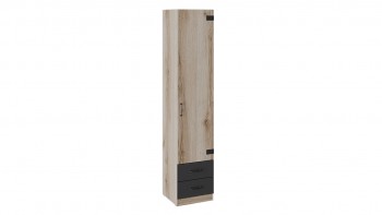 Шкаф для белья комбинированный «Окланд» (Фон Черный/Дуб Делано) в Каргате - kargat.mebel54.com | фото