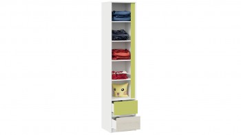 Шкаф для белья комбинированный «Сканди» Дуб Гарден/Белый/Зеленый в Каргате - kargat.mebel54.com | фото