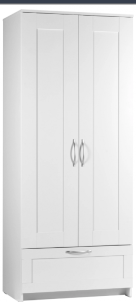 Шкаф двухдверный Сириус с 1 ящиком белый в Каргате - kargat.mebel54.com | фото