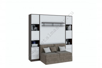 Шкаф-кровать с диваном БЕЛА с полкой ножкой в Каргате - kargat.mebel54.com | фото