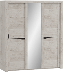 Шкаф трехдверный Соренто с раздвижными дверями Дуб бонифаций/Кофе структурный матовый в Каргате - kargat.mebel54.com | фото
