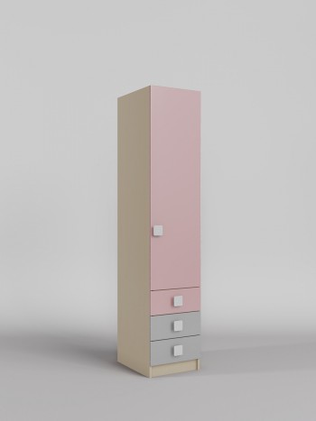 Шкаф угловой (секция с ящиками) Грэйси (Розовый/Серый/корпус Клен) в Каргате - kargat.mebel54.com | фото