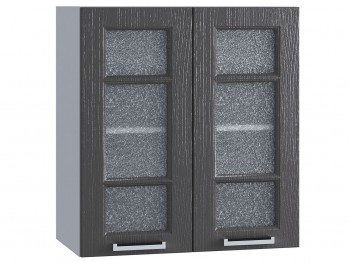 Шкаф верхний со стеклом 600, ШВС 600 (Клен серый/корпус белый) в Каргате - kargat.mebel54.com | фото