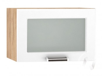 Шкаф верхний со стеклом Прага ШВГС 500 (Белое дерево/корпус дуб крафт золотой) в Каргате - kargat.mebel54.com | фото