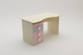 Стол (столешница с выемкой) Грэйси (Розовый/Серый/корпус Клен) в Каргате - kargat.mebel54.com | фото