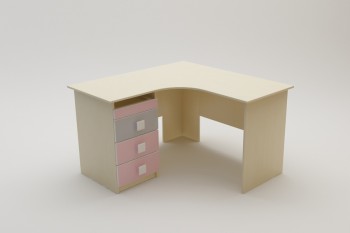 Стол угловой Грэйси (Розовый/Серый/корпус Клен) в Каргате - kargat.mebel54.com | фото