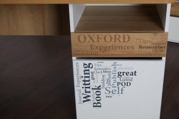 Стол с ящиками «Оксфорд» (Ривьера/Белый с рисунком) в Каргате - kargat.mebel54.com | фото