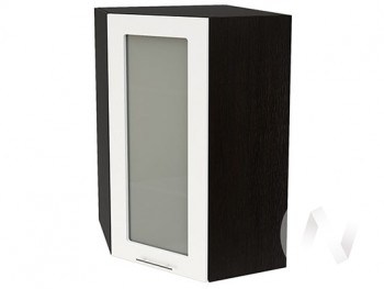 Угловой шкаф со стеклом Валерия-М ШВУС-599 (Белый глянец/Венге/верхний/высокий) в Каргате - kargat.mebel54.com | фото